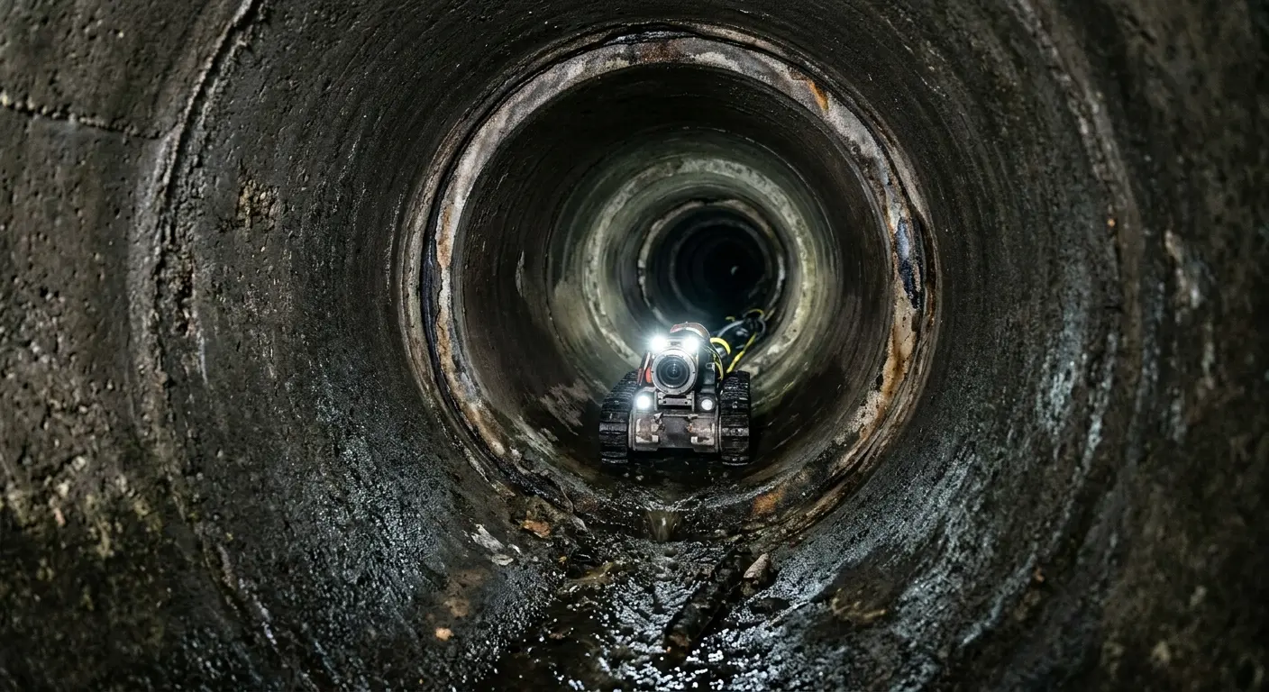 Robotic sewer camera inspecting pipe interior for Sewer Line Repair in Sheridan